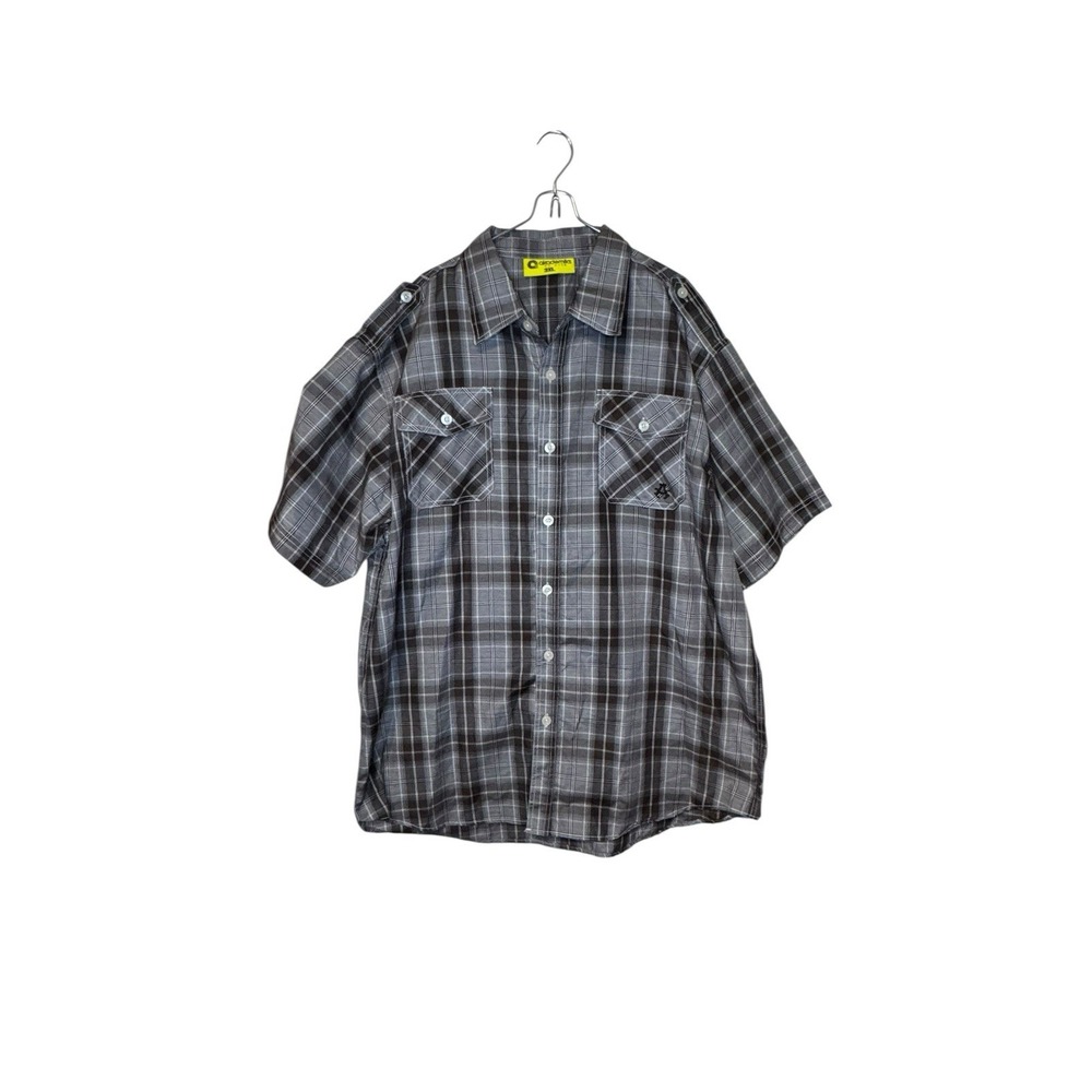 Akademiks Men's Shirt Plaid Streetwear Grunge Short Sleeve‎ Oversized Cotton 3XL
